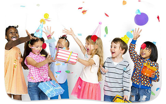 Group of kids celebrate birthday party together